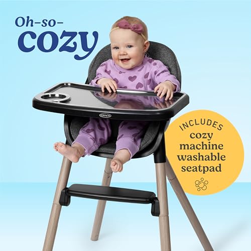 Graco Ready2Dine DLX 4 in 1 Highchair  Portable High Chair with 4 Growing Stages  Foldable Baby High Chair  Toddler Feeding Seat  Youth Stool  and Big Kid Seat  Hazen