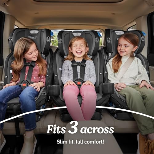 Graco Slimfit 3 in 1 Convertible Car Seat  Ultra Space Saving Design  Jarret  Suitable for Rear and Forward Facing  Highback Booster Seat with 10 Position Headrest