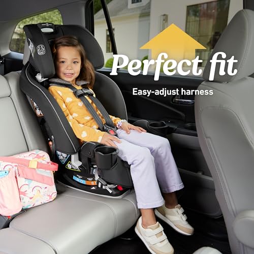 Graco Slimfit 3 in 1 Convertible Car Seat  Ultra Space Saving Design  Jarret  Suitable for Rear and Forward Facing  Highback Booster Seat with 10 Position Headrest