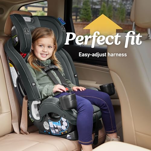 Graco Slimfit 3 in 1 Convertible Car Seat  Ultra Space Saving Design  Jarret  Suitable for Rear and Forward Facing  Highback Booster Seat with 10 Position Headrest