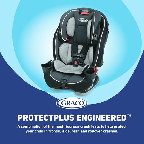 Graco Slimfit 3 in 1 Convertible Car Seat  Ultra Space Saving Design  Jarret  Suitable for Rear and Forward Facing  Highback Booster Seat with 10 Position Headrest