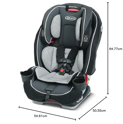 Graco Slimfit 3 in 1 Convertible Car Seat  Ultra Space Saving Design  Jarret  Suitable for Rear and Forward Facing  Highback Booster Seat with 10 Position Headrest
