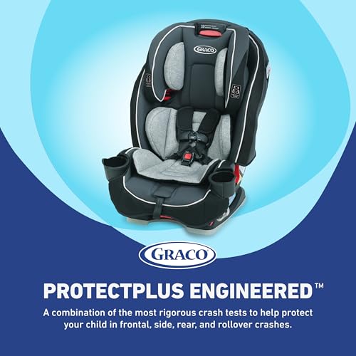 Graco Slimfit 3 in 1 Convertible Car Seat  Ultra Space Saving Design  Jarret  Suitable for Rear and Forward Facing  Highback Booster Seat with 10 Position Headrest