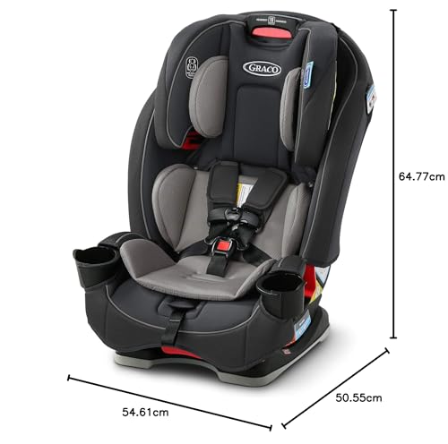 Graco Slimfit 3 in 1 Convertible Car Seat  Ultra Space Saving Design  Jarret  Suitable for Rear and Forward Facing  Highback Booster Seat with 10 Position Headrest