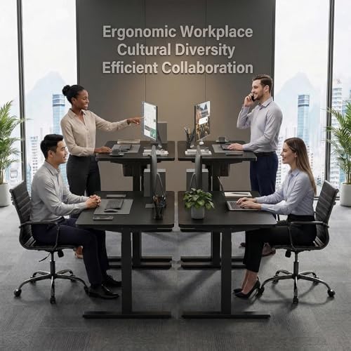 Grandder 55x32 Large Electric Standing Desk  Height Adjustable Computer Desk with 2 Memory Presets  31 5 Deep Desktop Sit Stand Desk Home Office Desk Workstation Table with Hooks  Black