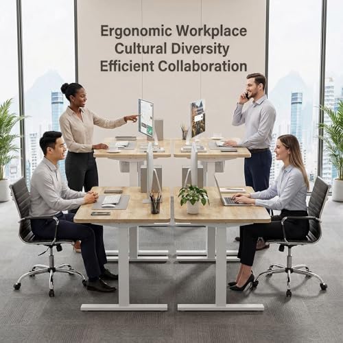Grandder 55x32 Large Electric Standing Desk  Height Adjustable Computer Desk with 2 Memory Presets  31 5 Deep Desktop Sit Stand Desk Home Office Desk Workstation Table with Hooks  Oak