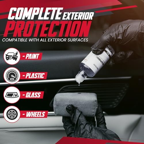 Graphene Ceramic Coating for Cars 50ML   Complete Ceramic Car Coating Kit  PRO    Invisible & Hydrophobic Nano Auto Coating for Car Paint  Plastic Trim  Wheels  Windshield Glass  & Headlights