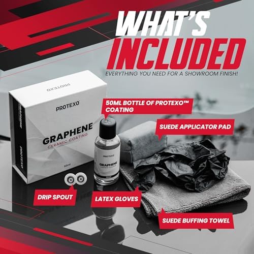 Graphene Ceramic Coating for Cars 50ML   Complete Ceramic Car Coating Kit  PRO    Invisible & Hydrophobic Nano Auto Coating for Car Paint  Plastic Trim  Wheels  Windshield Glass  & Headlights