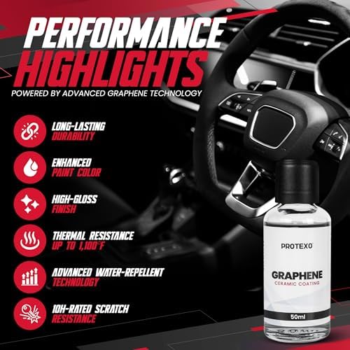 Graphene Ceramic Coating for Cars 50ML   Complete Ceramic Car Coating Kit  PRO    Invisible & Hydrophobic Nano Auto Coating for Car Paint  Plastic Trim  Wheels  Windshield Glass  & Headlights