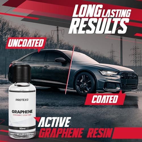 Graphene Ceramic Coating for Cars 50ML   Complete Ceramic Car Coating Kit  PRO    Invisible & Hydrophobic Nano Auto Coating for Car Paint  Plastic Trim  Wheels  Windshield Glass  & Headlights