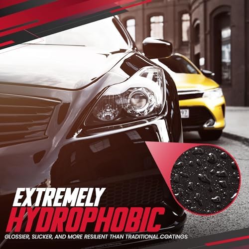 Graphene Ceramic Coating for Cars 50ML   Complete Ceramic Car Coating Kit  PRO    Invisible & Hydrophobic Nano Auto Coating for Car Paint  Plastic Trim  Wheels  Windshield Glass  & Headlights