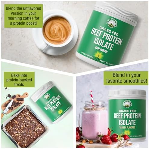 Grass Fed Beef Protein Powder   Lactose Free Great Tasting Beef Protein Isolate  Complete Animal Based Non Dairy Paleo Carnivore Supplement for Prime Muscle Building  No Whey  Unflavored