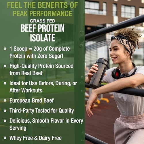 Grass Fed Beef Protein Powder   Lactose Free Great Tasting Beef Protein Isolate  Complete Animal Based Non Dairy Paleo Carnivore Supplement for Prime Muscle Building  No Whey  Unflavored