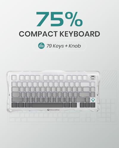 GravaStar Mercury K1 75  Wireless Mechanical Gaming Keyboard  Aluminum Alloy Exoskeleton Design  Gasket Custom Keyboard Hot Swap Socket  Linear Switches  RGB Backlit