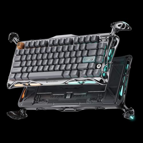 GravaStar Mercury K1 Pro Wireless Gaming Keyboard  Aluminum Alloy  75  Layout Custom Keyboard  Designed for Durability & Unique Aesthetic  Gray