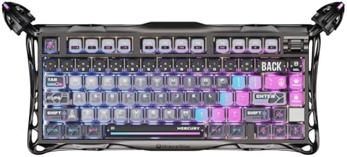 GravaStar Mercury K1 Pro Wireless Mechanical Gaming Keyboard  75  Layout RGB Custom Keyboard  Electroplated Glossy Frame  Hot Swappable Linear Switches   Cyberpunk Edition