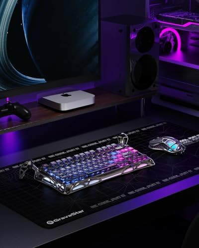 GravaStar Mercury K1 Pro Wireless Mechanical Gaming Keyboard  75  Layout RGB Custom Keyboard  Electroplated Glossy Frame  Hot Swappable Linear Switches   Cyberpunk Edition