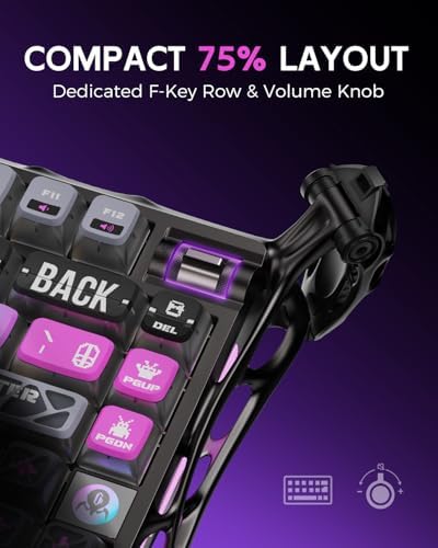 GravaStar Mercury K1 Pro Wireless Mechanical Gaming Keyboard  75  Layout RGB Custom Keyboard  Electroplated Glossy Frame  Hot Swappable Linear Switches   Cyberpunk Edition