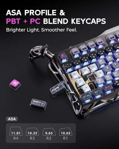 GravaStar Mercury K1 Pro Wireless Mechanical Gaming Keyboard  75  Layout RGB Custom Keyboard  Electroplated Glossy Frame  Hot Swappable Linear Switches   Cyberpunk Edition