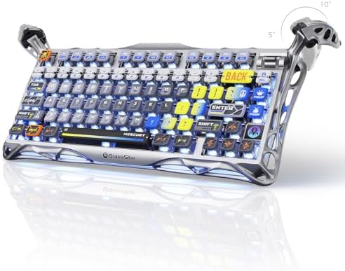 GravaStar Mercury K1 Pro Wireless Mechanical Gaming Keyboard  75  Layout RGB Custom Keyboard  Electroplated Glossy Frame  Hot Swappable Linear Switches   Cyberpunk Edition