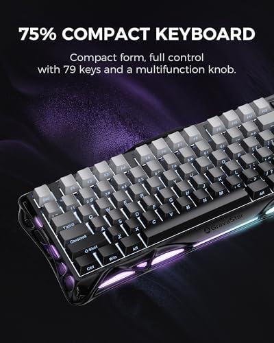 GravaStar Mercury K1 75  Wireless Mechanical Gaming Keyboard  Aluminum Alloy  Gasket Compact Custom Keyboard Hot Swap Socket  Linear Switches  RGB Backlit   Gradient Black