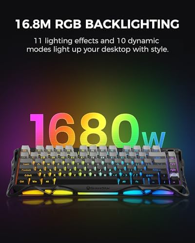 GravaStar Mercury K1 75  Wireless Mechanical Gaming Keyboard  Aluminum Alloy  Gasket Compact Custom Keyboard Hot Swap Socket  Linear Switches  RGB Backlit   Gradient Black
