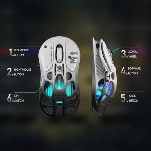 GravaStar Mercury M1 Pro Gaming Mouse  Lightweight Magnesium Alloy  26 000 DPI  PAW3395DM Sensor  5 Programmable Buttons  Support Wired/2 4GHz/BT  Up to 200 Hours Battery Life  Gradient Black 