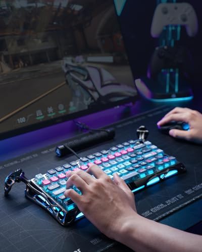 GravaStar Mercury V75 Pro HE Keyboard   75  Layout Gaming Keyboard  Hall Effect Magnetic Switches  Only Wired  Hot Swappable  8000 Hz Polling  Dual Zone RGB  Semi Aluminum Frame with Cyberpunk