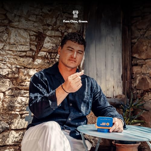 Greco Gum   Mastic Gum Droplets   Small Pieces Hard Chewing Gum for Jawline Training  Digestive Support  Bloating Relief   Piney Flavor  Chios Mastiha   Plastic Free  Sugar Free   1 Tin  1 59 oz 