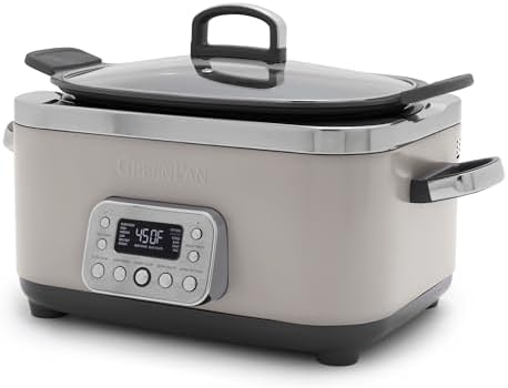 GreenPan Elite 14 in 1 Programmable 6QT Electric Slow Cooker  Dishwasher Safe Lid & Removable Crock  PFAS Free Healthy Ceramic Nonstick Multi Cooker  Sear  Sauté  Brown  Steam Basket  Roast  Clay