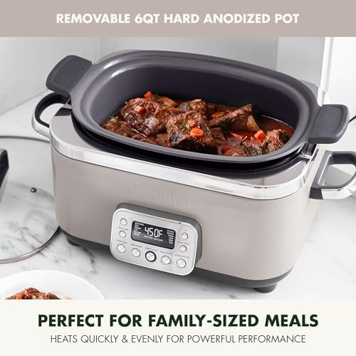 GreenPan Elite 14 in 1 Programmable 6QT Electric Slow Cooker  Dishwasher Safe Lid & Removable Crock  PFAS Free Healthy Ceramic Nonstick Multi Cooker  Sear  Sauté  Brown  Steam Basket  Roast  Clay