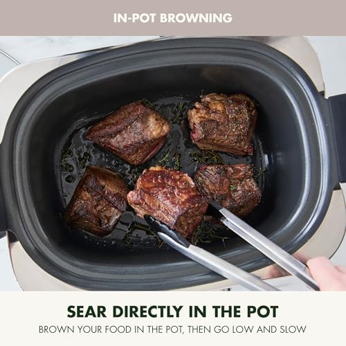 GreenPan Elite 14 in 1 Programmable 6QT Electric Slow Cooker  Dishwasher Safe Lid & Removable Crock  PFAS Free Healthy Ceramic Nonstick Multi Cooker  Sear  Sauté  Brown  Steam Basket  Roast  Clay