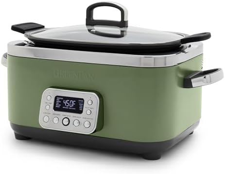GreenPan Elite 14 in 1 Programmable 6QT Electric Slow Cooker  Dishwasher Safe Lid & Removable Crock  PFAS Free Healthy Ceramic Nonstick Multi Cooker  Sear  Sauté  Brown  Steam Basket  Roast  Clay
