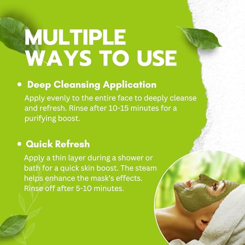 Green Tea Matcha Mud Mask with Aloe Vera  Deep Cleansing  Hydrating  and Relaxing Volcanic Clay Facial Mask