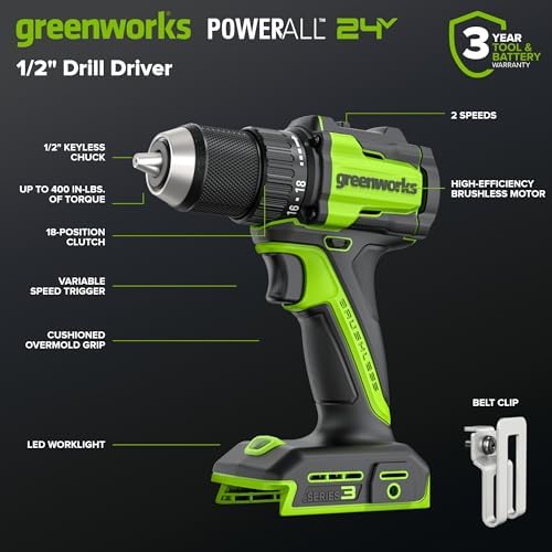 Greenworks 24V Cordless Brushless 400 in lbs Drill/Driver 1950 in lbs Impact Driver Combo High Torque  Lightweight   2  2 0Ah USB C Batteries 12 000mAh Power Bank  and 65W USB C Fast Charger 3 Port 