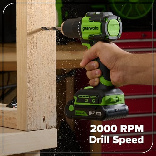 Greenworks 24V Cordless Brushless 400 in lbs Drill/Driver 1950 in lbs Impact Driver Combo High Torque  Lightweight   2  2 0Ah USB C Batteries 12 000mAh Power Bank  and 65W USB C Fast Charger 3 Port 