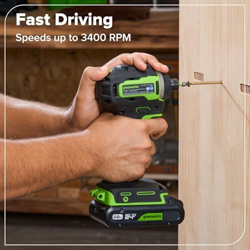 Greenworks 24V Cordless Brushless 400 in lbs Drill/Driver 1950 in lbs Impact Driver Combo High Torque  Lightweight   2  2 0Ah USB C Batteries 12 000mAh Power Bank  and 65W USB C Fast Charger 3 Port 