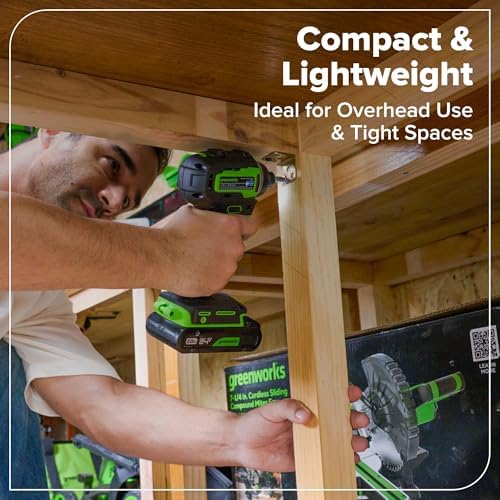 Greenworks 24V Cordless Brushless 400 in lbs Drill/Driver 1950 in lbs Impact Driver Combo High Torque  Lightweight   2  2 0Ah USB C Batteries 12 000mAh Power Bank  and 65W USB C Fast Charger 3 Port 