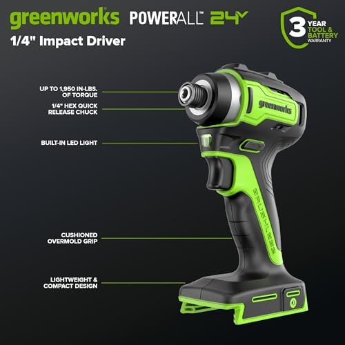 Greenworks 24V Cordless Brushless 400 in lbs Drill/Driver 1950 in lbs Impact Driver Combo High Torque  Lightweight   2  2 0Ah USB C Batteries 12 000mAh Power Bank  and 65W USB C Fast Charger 3 Port 