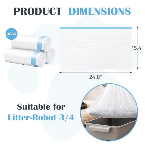 Greesum 45 Count Waste Bags for Automatic Self Cleaning Litter Box  Replacement Cat Litter Box Liners  3 Rolls Drawstring Trash Bags  20 x 18 Inches  1 Pack/45 Counts 