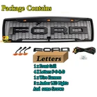 Grill For 1992 1996 Ford F150 Bronco Front Hood Grille W/LEDs & Letters Black
