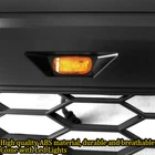 Grill For 1992 1996 Ford F150 Bronco Front Hood Grille W/LEDs & Letters Black