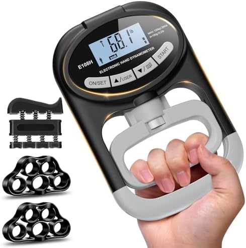 Grip Strength Tester Trainer Dynamometer   Hand Grip Dynamometer with Hand gripper Strengthener Forearm Strengthener Wrist Exerciser for Sports