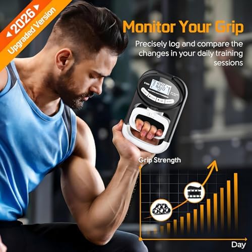 Grip Strength Tester Trainer Dynamometer   Hand Grip Dynamometer with Hand gripper Strengthener Forearm Strengthener Wrist Exerciser for Sports