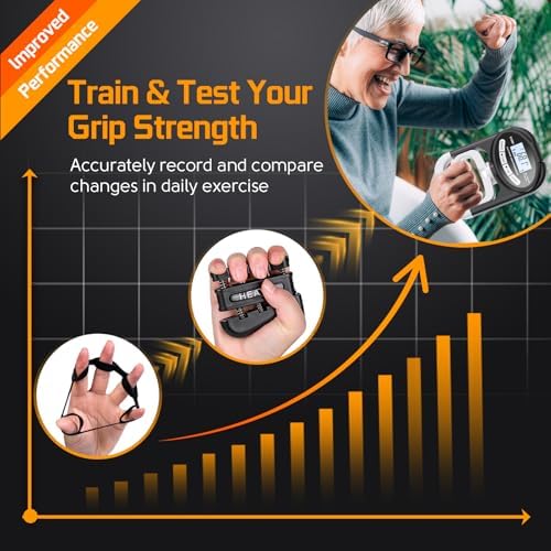 Grip Strength Tester Trainer Dynamometer   Hand Grip Dynamometer with Hand gripper Strengthener Forearm Strengthener Wrist Exerciser for Sports