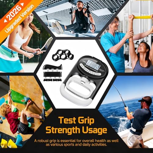 Grip Strength Tester Trainer Dynamometer   Hand Grip Dynamometer with Hand gripper Strengthener Forearm Strengthener Wrist Exerciser for Sports