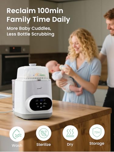 Grownsy EaseClean Bottle Washer Pro   All in One Bottle Washer and Sterilizer and Dryer   Baby Bottle Washer for Bottles  Pump Parts & Baby Essentials   Replaces Hand Washing
