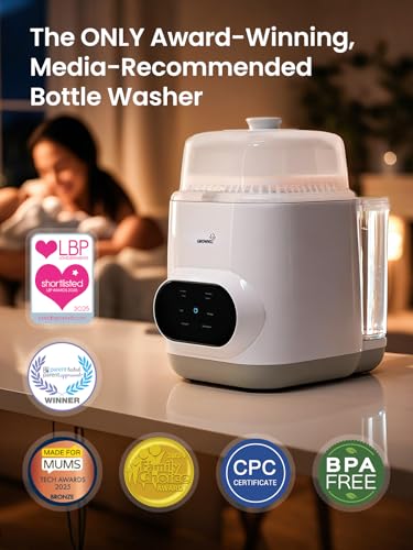 Grownsy EaseClean Bottle Washer Pro   All in One Bottle Washer and Sterilizer and Dryer   Baby Bottle Washer for Bottles  Pump Parts & Baby Essentials   Replaces Hand Washing