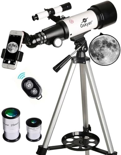 Gskyer Telescope  70mm Aperture 400mm AZ Mount Astronomical Refracting Telescope for Kids Beginners   Travel Telescope with Carry Bag  Phone Adapter and Wireless Remote
