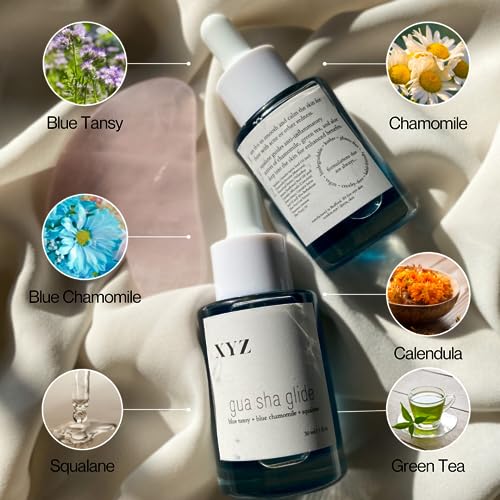 Gua Sha Glide Face Oil   Hydrating and Soothing With Azulene Blue Tansy  Blue Chamomile   Squalene   Moisturizer  Face Oil and Soothing Agent for All Skin Types   1 fl oz  30ml 